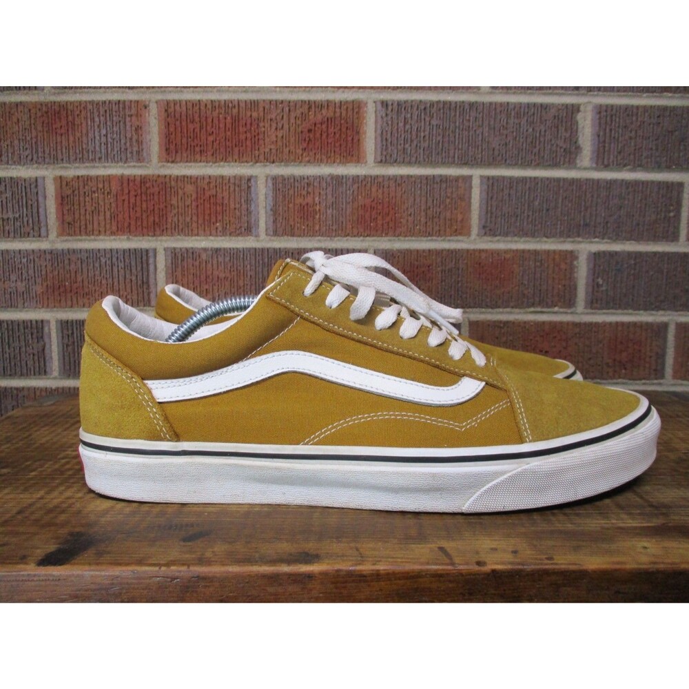 Vans Mens Old Skool Mustard Yellow Gold Sneakers Suede Canvas Skater Size 12